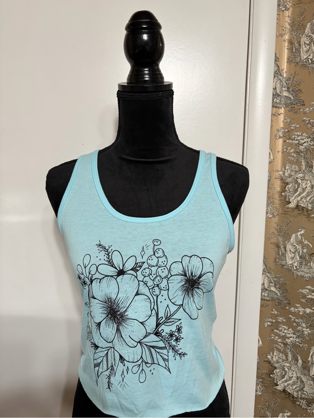EXCLUSIVE LIMITED EDITION Botanical Racerback Crop Tank Top in Robin’s Egg Blue